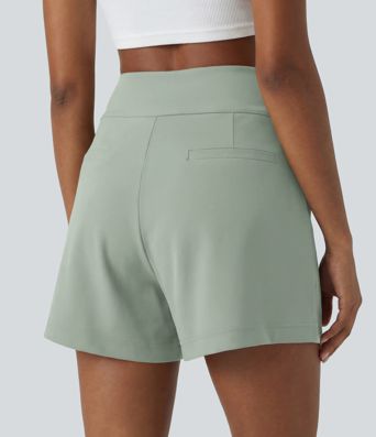 DayStretch High Waisted Work Baggy Shorts 4'' with Pockets