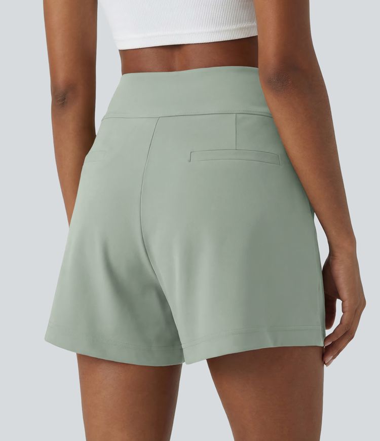 DayStretch High Waisted Work Baggy Shorts 4'' with Pockets