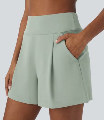 DayStretch High Waisted Work Baggy Shorts 4'' with Pockets