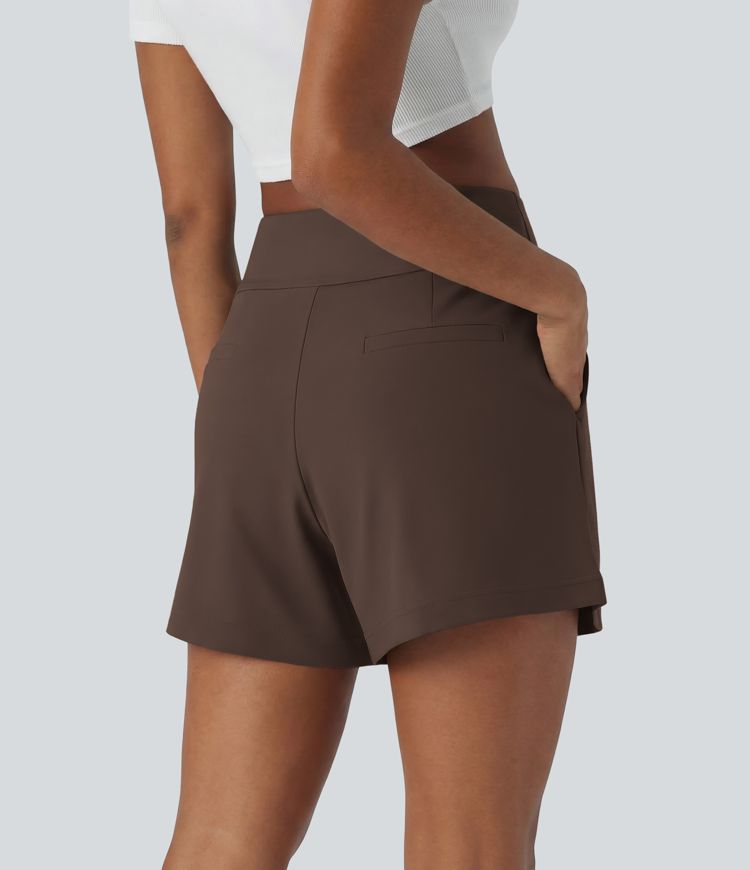DayStretch High Waisted Work Baggy Shorts 4'' with Pockets