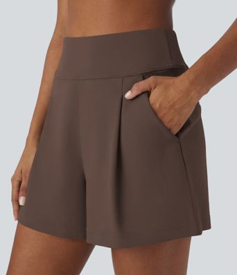 DayStretch High Waisted Work Baggy Shorts 4'' with Pockets