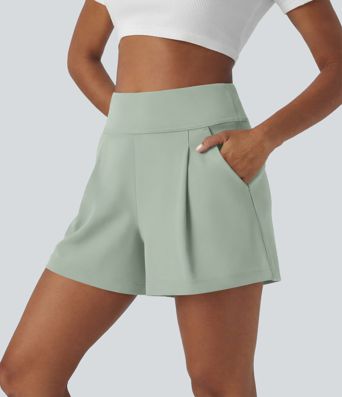 DayStretch High Waisted Work Baggy Shorts 4'' with Pockets