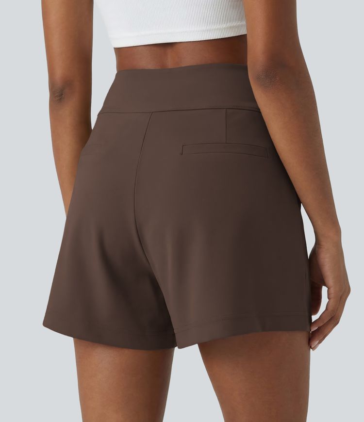 DayStretch High Waisted Work Baggy Shorts 4'' with Pockets
