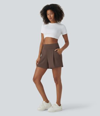 DayStretch High Waisted Work Baggy Shorts 4'' with Pockets