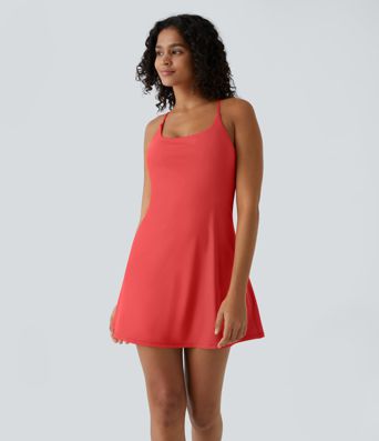 Softlyzero™ Airy Robe Mini d'Activité à Dos Nu avec Découpes 2-en-1 avec Poches et Toucher Frais - UPF50+