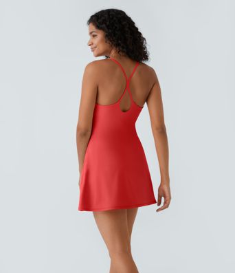 Softlyzero™ Airy Robe Mini d'Activité à Dos Nu avec Découpes 2-en-1 avec Poches et Toucher Frais - UPF50+