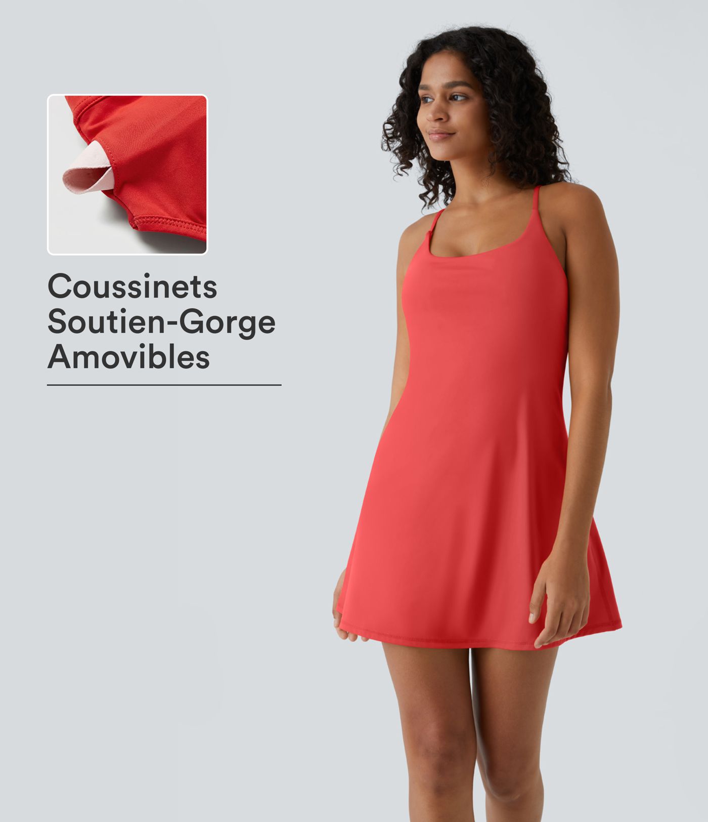 Softlyzero™ Airy Robe Mini d'Activité à Dos Nu avec Découpes 2-en-1 avec Poches et Toucher Frais - UPF50+