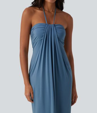 Halter Tie Back Maxi Dress with Pockets Halter Tie Back Maxi Dress with Pockets