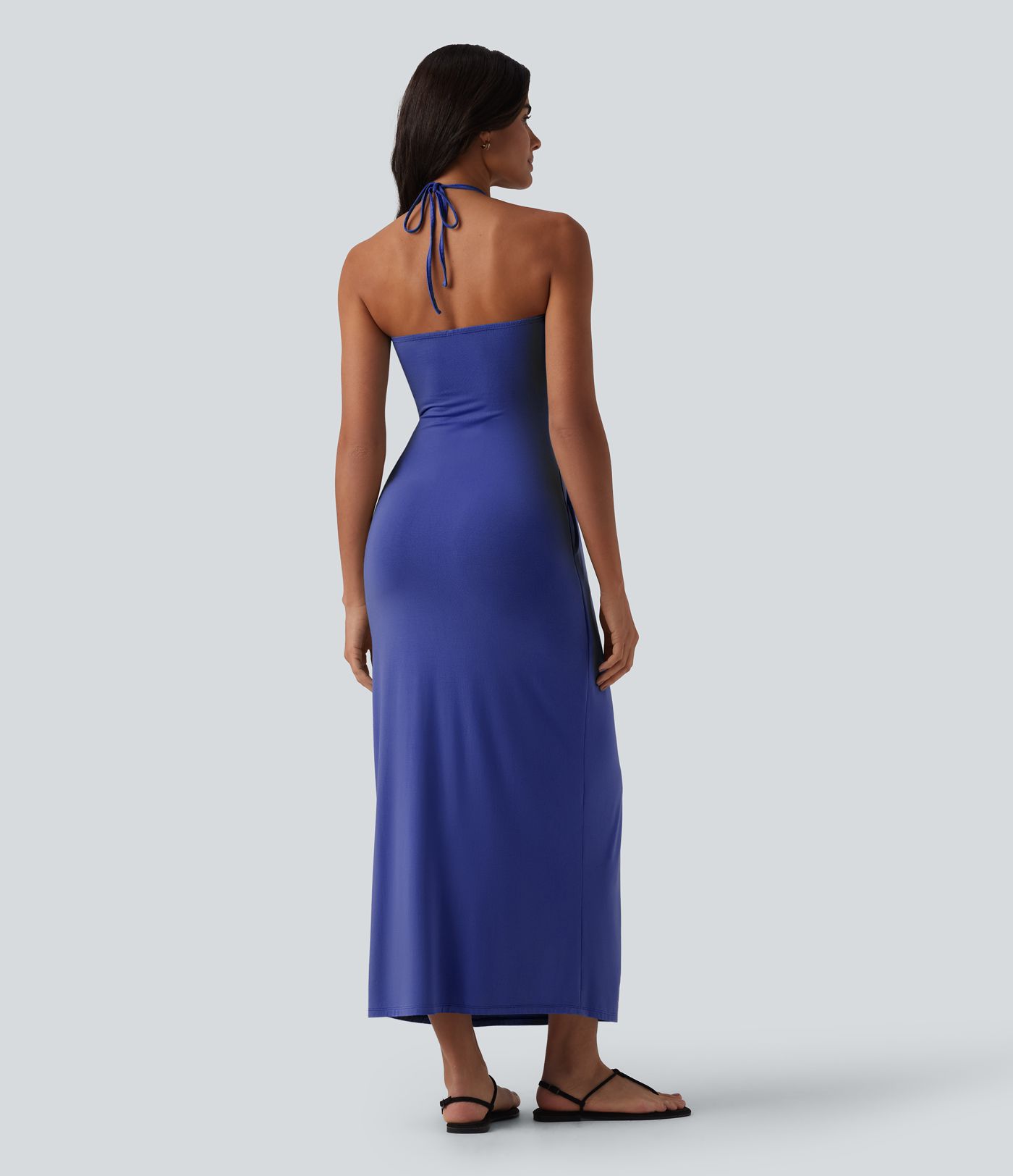 Halter Tie Back Maxi Dress with Pockets