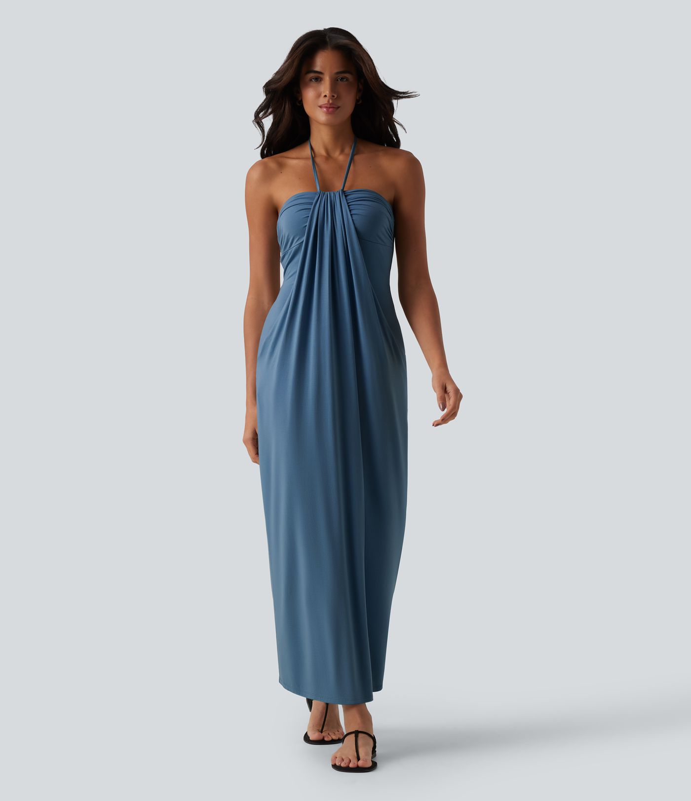 Halter Tie Back Maxi Dress with Pockets Halter Tie Back Maxi Dress with Pockets