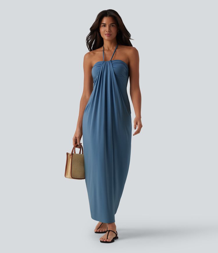 Halter Tie Back Maxi Dress with Pockets Halter Tie Back Maxi Dress with Pockets