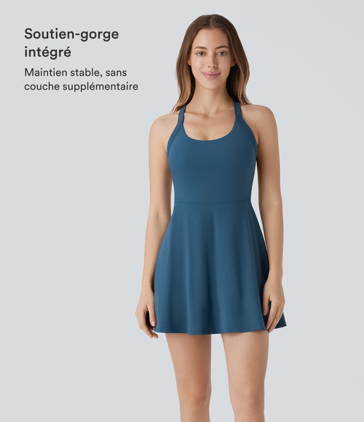 Softlyzero™ Airy Robe de yoga dos nu avec torsade effet fraîcheur et short intégré - Version Easy Peasy