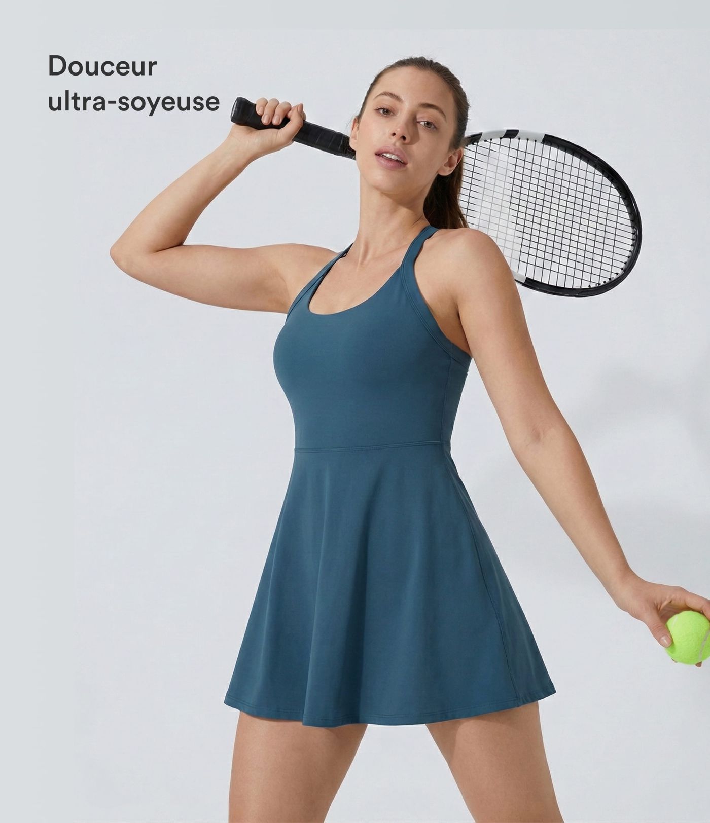Softlyzero™ Airy Robe de yoga dos nu avec torsade effet fraîcheur et short intégré - Version Easy Peasy