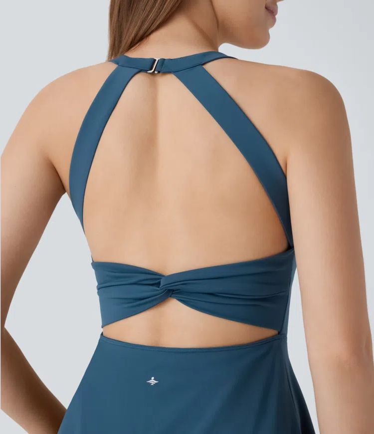 Softlyzero™ Airy Robe de yoga dos nu avec torsade effet fraîcheur et short intégré - Version Easy Peasy