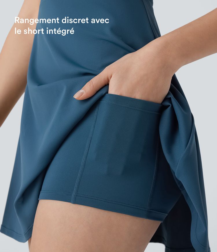 Softlyzero™ Airy Robe de yoga dos nu avec torsade effet fraîcheur et short intégré - Version Easy Peasy