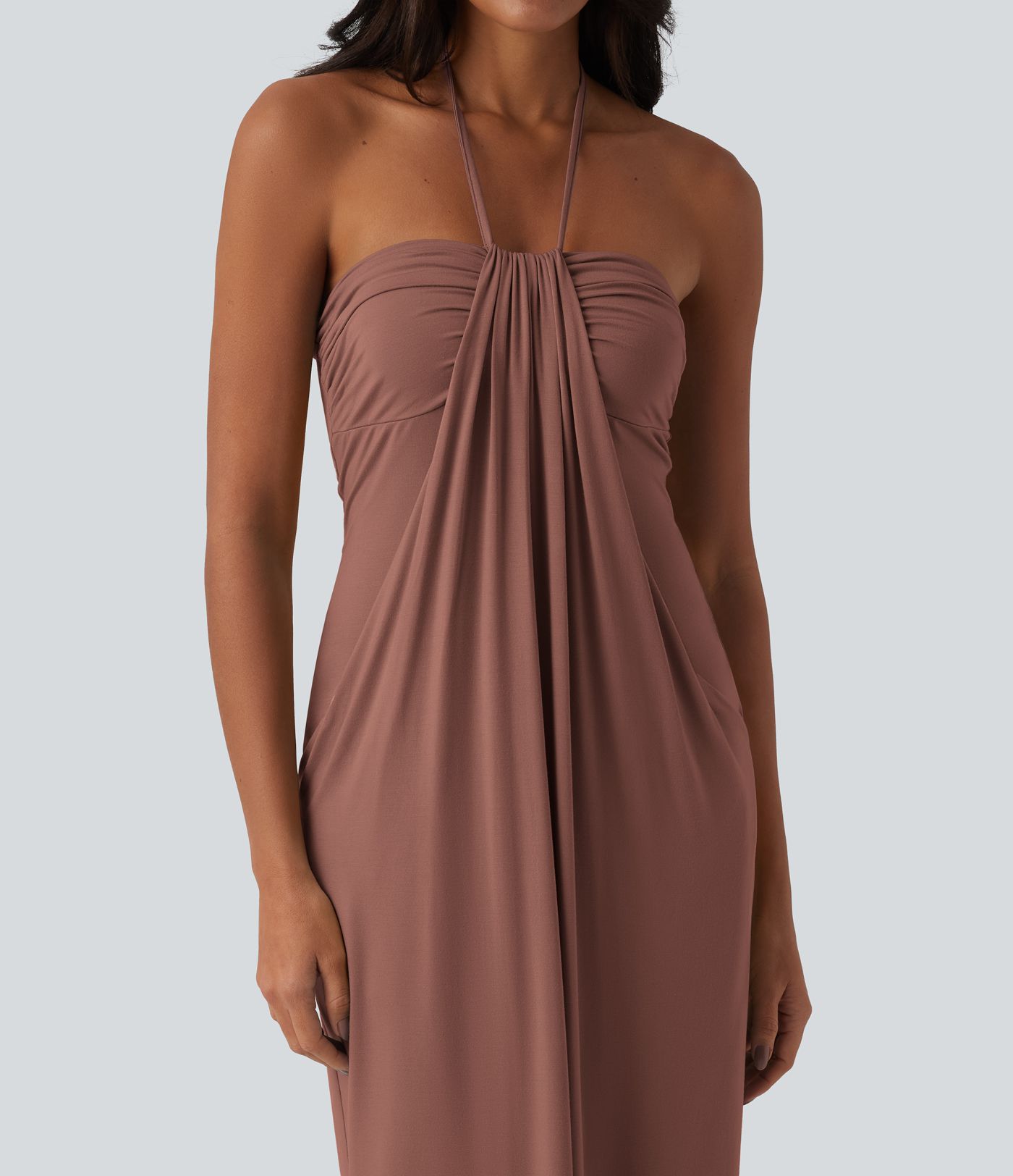 Halter Tie Back Maxi Dress with Pockets