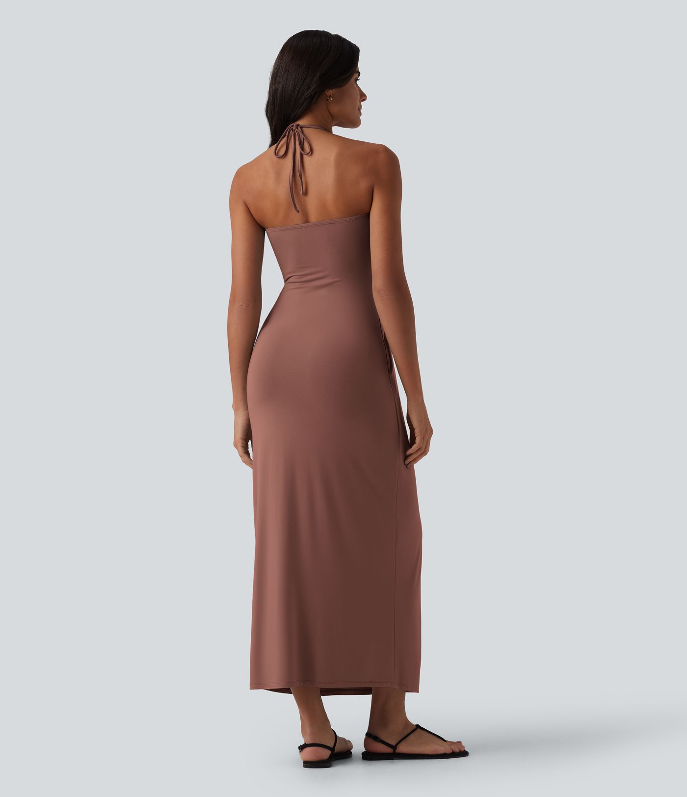 Halter Tie Back Maxi Dress with Pockets