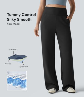 SpacerTek™ - Lässige Sweatpants mit hohem Bund, mehreren Taschen, Bauchkontrolle und weitem Bein