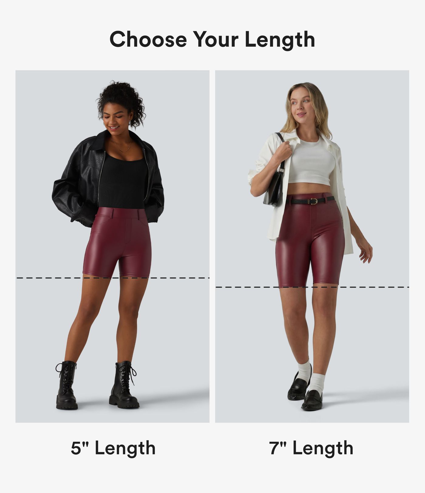 High Waisted Stretchy PU Casual Biker Shorts 5'' with Pockets