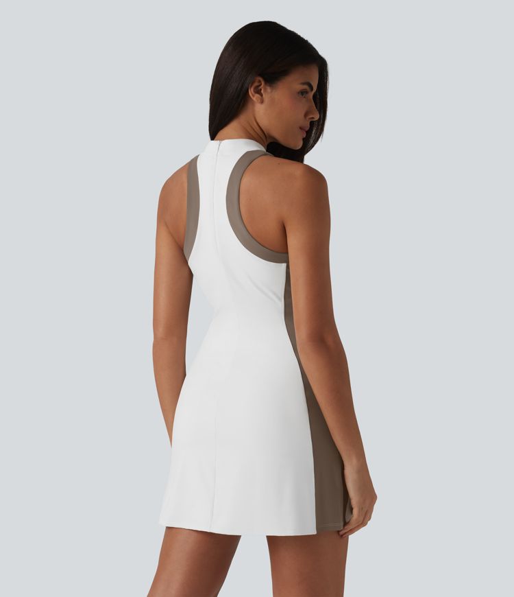 Halara UltraSculpt™ Mock Neck Sleeveless Color Block Mini Golf Dress with Pockets