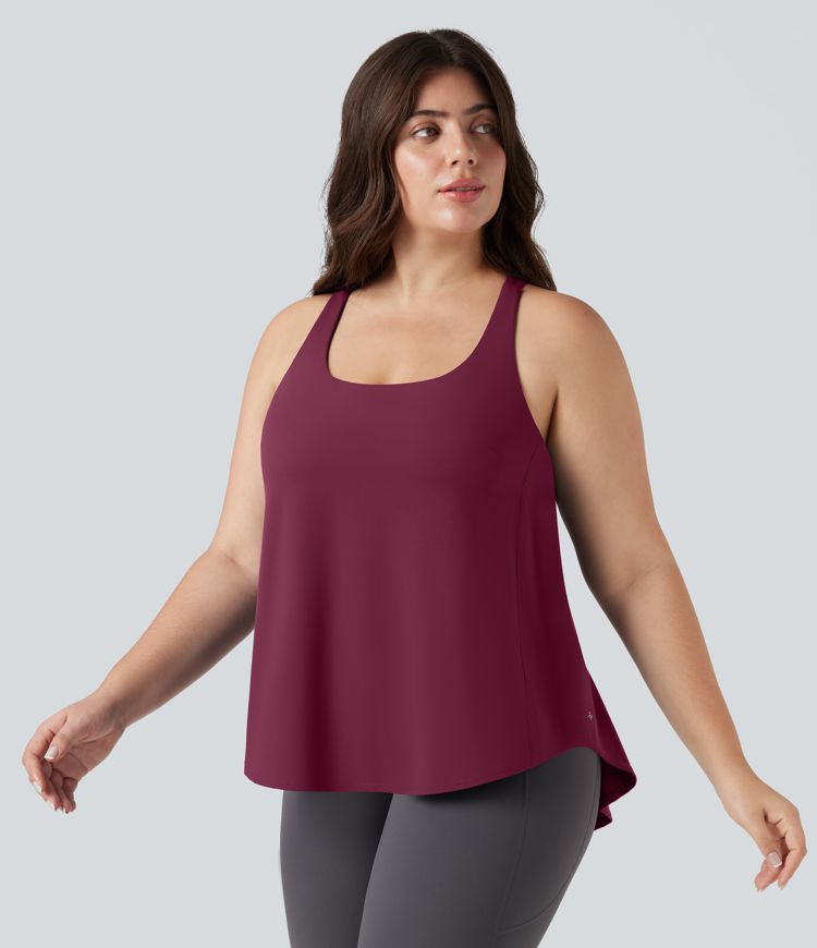 Plus Size Halara UltraSculpt™ Round Neck Curved Hem Running Tank Top Plus Size Halara UltraSculpt™ Round Neck Curved Hem Running Tank Top