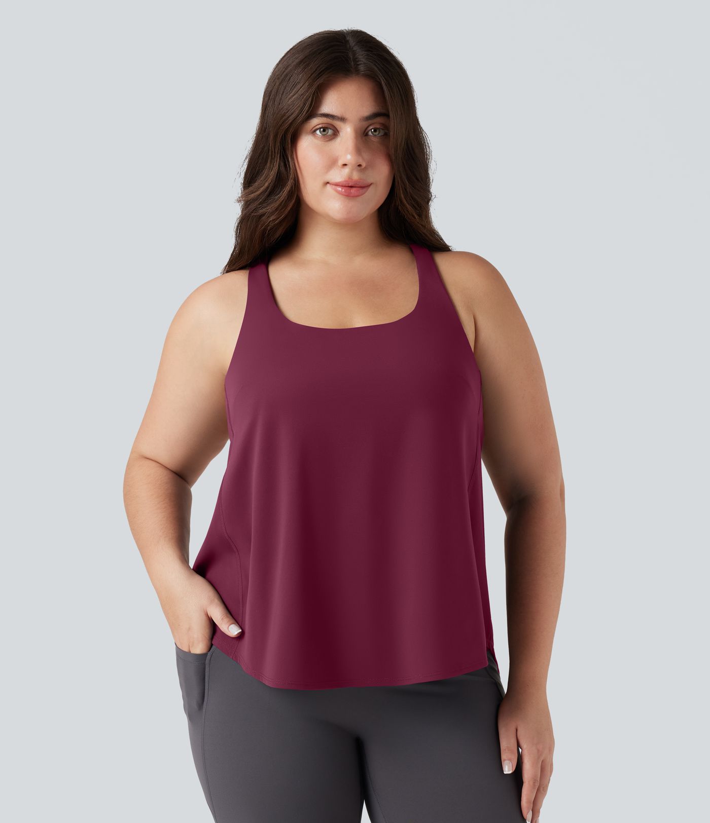 Plus Size Halara UltraSculpt™ Round Neck Curved Hem Running Tank Top Plus Size Halara UltraSculpt™ Round Neck Curved Hem Running Tank Top