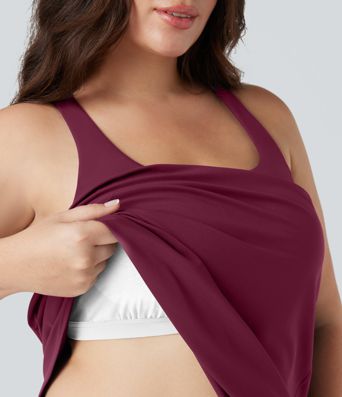 Plus Size Halara UltraSculpt™ Round Neck Curved Hem Running Tank Top Plus Size Halara UltraSculpt™ Round Neck Curved Hem Running Tank Top