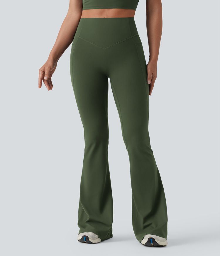 Halara UltraSculpt™ High Waisted Scrunch Butt Lifting Tummy Control Shaping Yoga Flare Leggings with Pockets