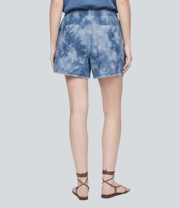 Halara Flex™ Denim Tie Dye Mid Rise Drawstring Resort Wide Leg Shorts with Pockets