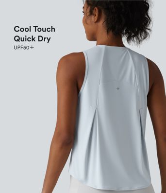 Round Neck Curved Hem Cool Touch Quick Dry Running Tank Top-UPF50+