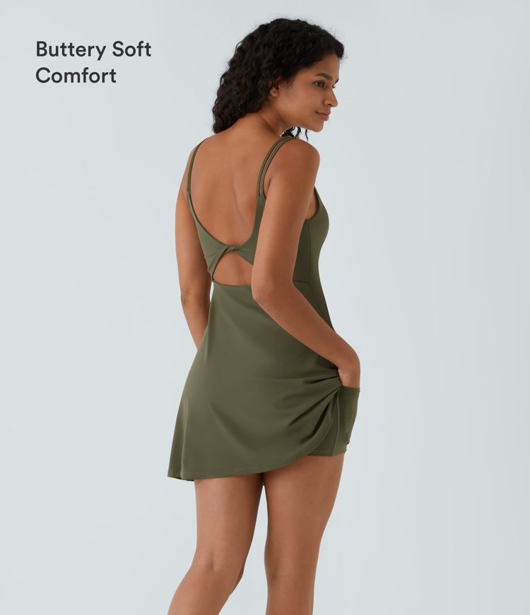 Everyday Softlyzero™ Plush Vestido tirante doble sin espalda torcida 2 piezas ejercicio - Flipped