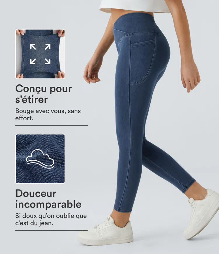 Halara Flex™ Jegging Travail Tricoté Extensible Lavé Poche Latérale Croisée