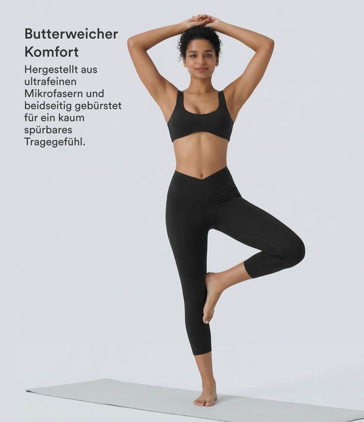 Softlyzero™ Crossover Capri-Leggings mit hohem Bund