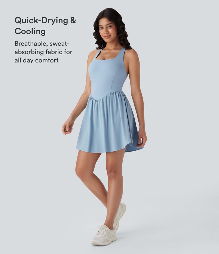 Breezeful™ Corset 2-in-1 Pocket Mini Quick Dry Flowy Pickleball Active Dress-Longer Legnth