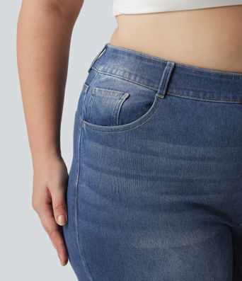 Halara Flex™ High Waisted Pockets Straight Leg Washed Casual Plus Size Jeans