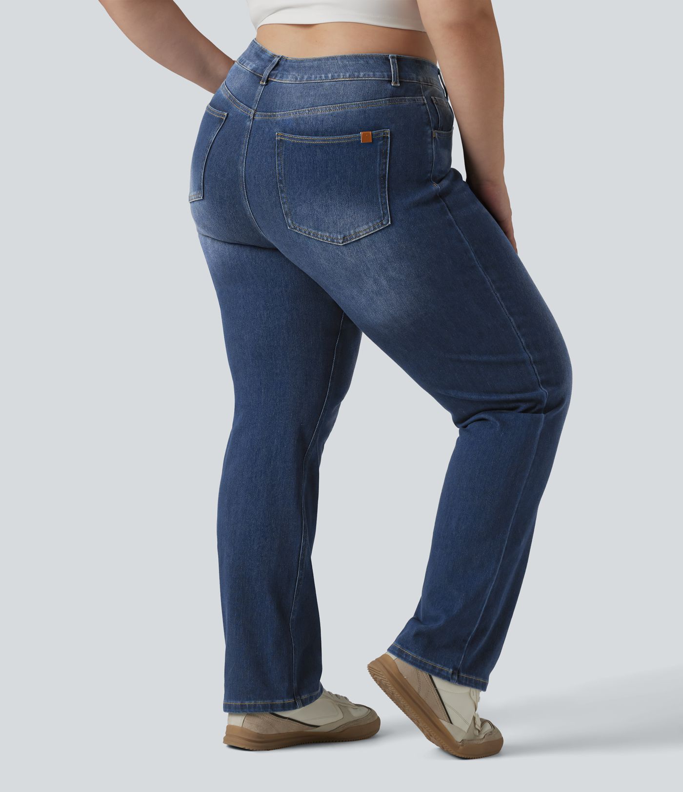 Halara Flex™ High Waisted Pockets Straight Leg Washed Casual Plus Size Jeans