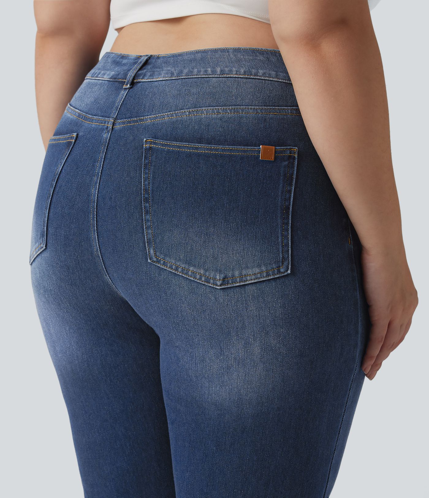 Halara Flex™ High Waisted Pockets Straight Leg Washed Casual Plus Size Jeans