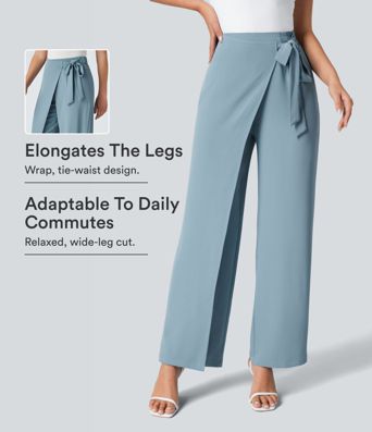 Halara Flex™ High Waisted Tie Side Wide Leg Work Pants
