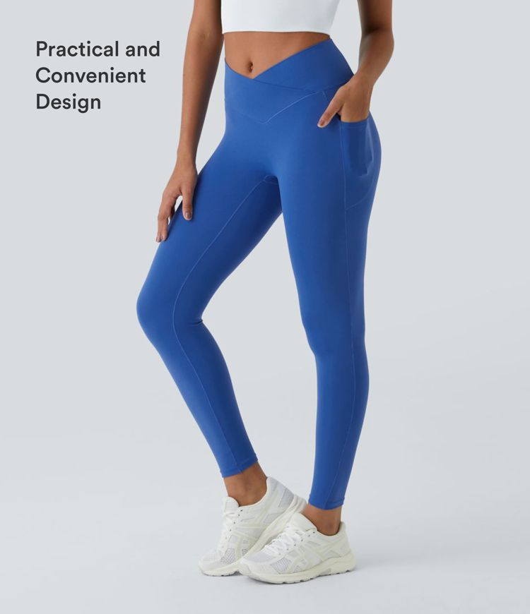 SoftlyZero™ Crossover Pocket Plain Leggings-UPF50+