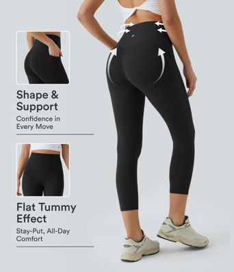 Halara UltraSculpt™ High Waisted Tummy Control Pocket Shaping Training Capri Leggings