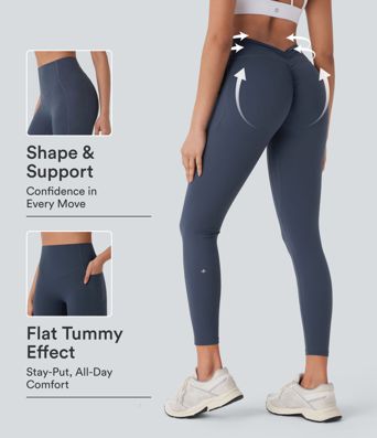Halara UltraSculpt™ High Waisted Tummy Control Butt Lifting Ruched Pocket Shaping Yoga Leggings