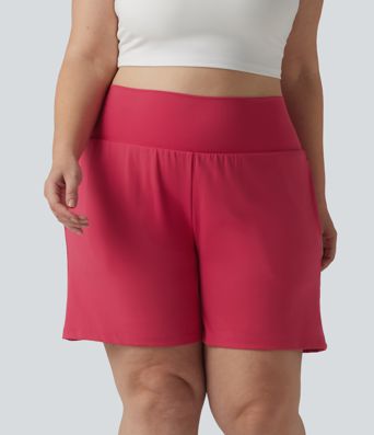 SoftlyZero™ Pantalones Cortos de Yoga de Cintura Alta Súper Aireados 2 en 1 con Toque Fresco para Tallas Grandes de 7" con Bolsillos