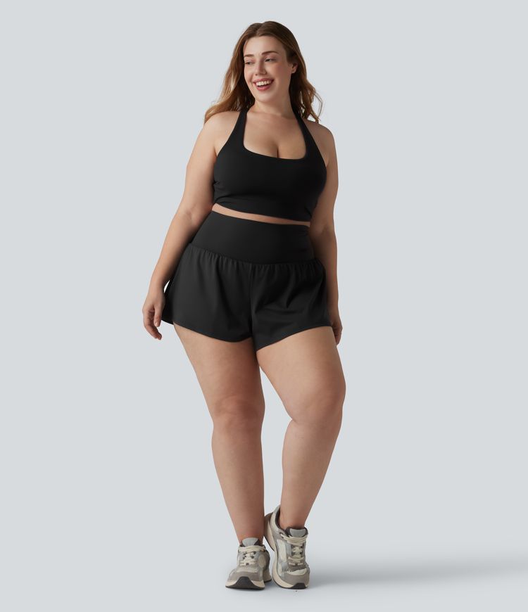 Pantalones cortos de gimnasio 2 en 1 con bolsillo trasero más bolsillo oculto lateral 3.5 pulgadas