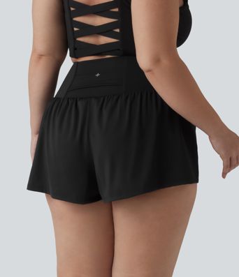 Pantalones cortos de gimnasio 2 en 1 con bolsillo trasero más bolsillo oculto lateral 3.5 pulgadas