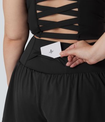 Pantalones cortos de gimnasio 2 en 1 con bolsillo trasero más bolsillo oculto lateral 3.5 pulgadas