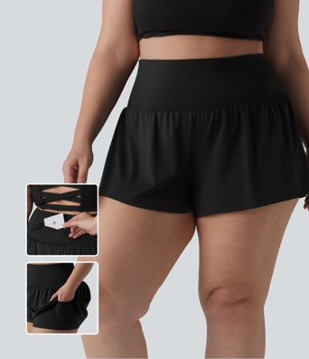 Pantalones cortos de gimnasio 2 en 1 con bolsillo trasero más bolsillo oculto lateral 3.5 pulgadas