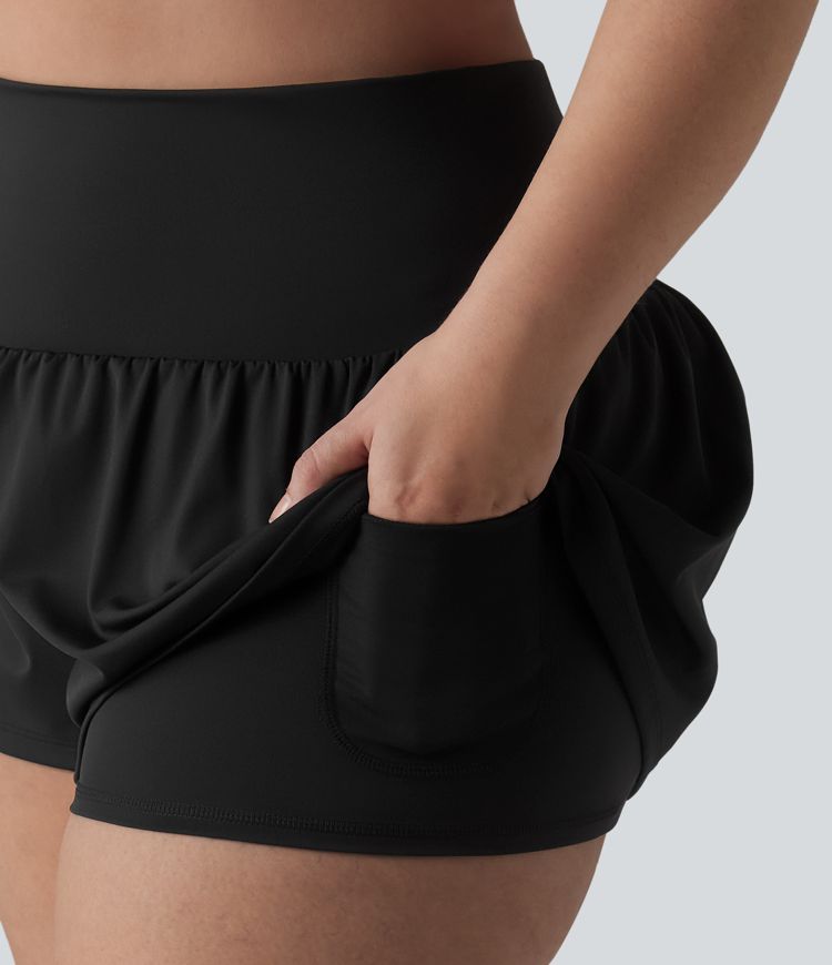 Pantalones cortos de gimnasio 2 en 1 con bolsillo trasero más bolsillo oculto lateral 3.5 pulgadas