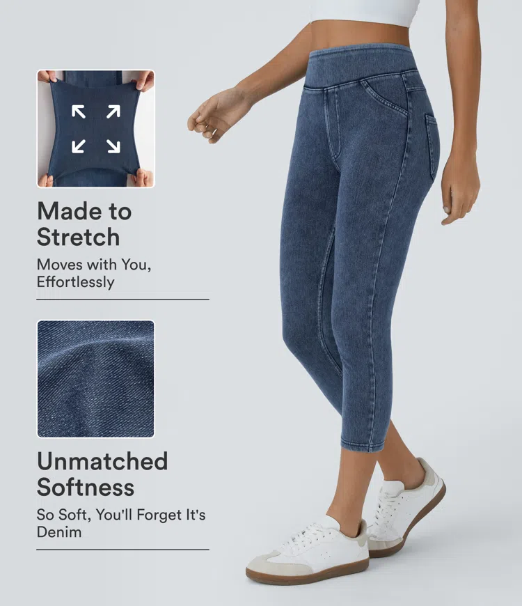 Halara Flex™ High Waisted Pocket Denim Capri Casual Leggings