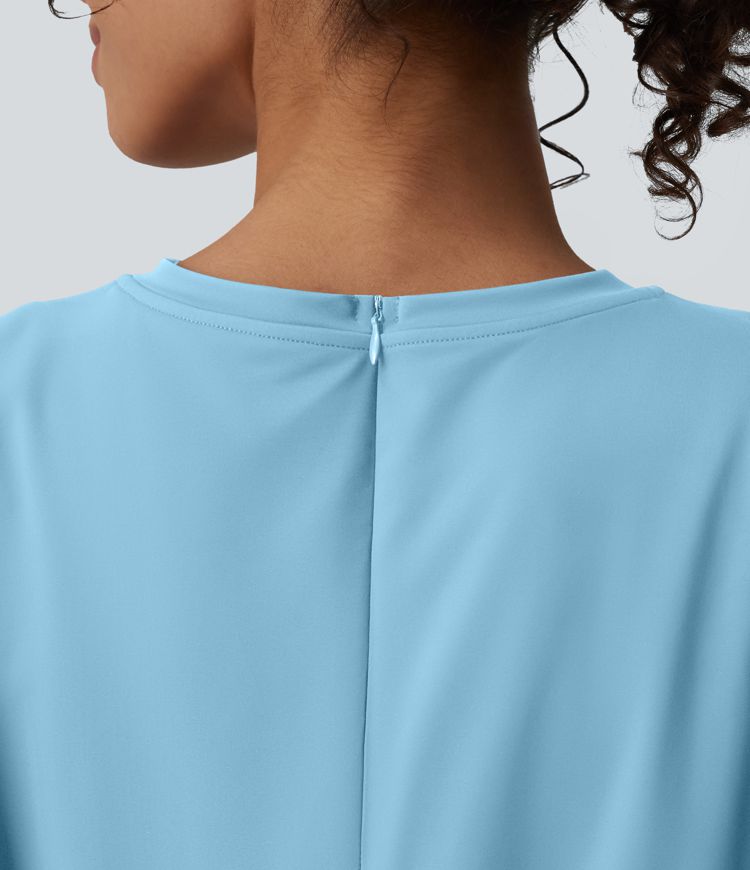 Round Neck Sleeveless Tie-front Cool Touch Casual Romper with Pockets-Easy Peezy-UPF50+