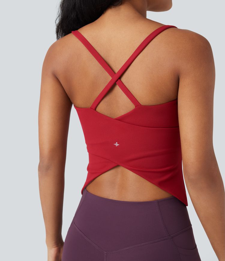 Scoop Neck Crisscross Back Crossover Hem Yoga Cami Top Scoop Neck Crisscross Back Crossover Hem Yoga Cami Top